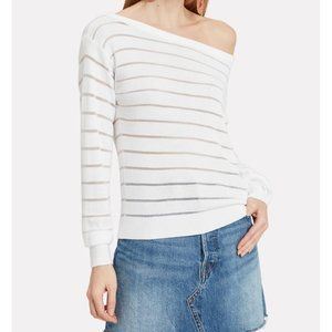 INTERMIX - Striped Boat Neck Ribbed Sweater